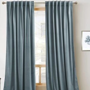 Stone Blue Velvet Black out curtains 52"x120" 2 panels